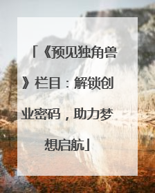 《预见独角兽》栏目：解锁创业密码，助力梦想启航