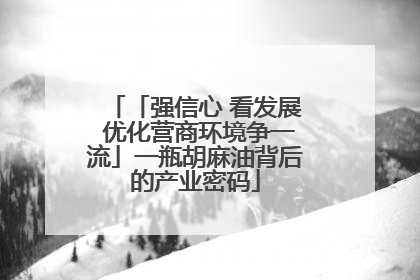 「强信心 看发展 优化营商环境争一流」一瓶胡麻油背后的产业密码