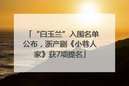 “白玉兰”入围名单公布，浙产剧《小巷人家》获7项提名