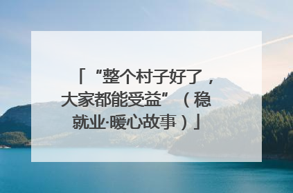 “整个村子好了，大家都能受益”（稳就业·暖心故事）