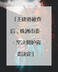 王建勇被查后，株洲市委：坚决拥护省委决定