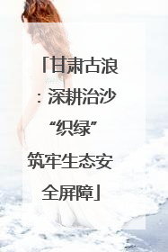 甘肃古浪：深耕治沙“织绿” 筑牢生态安全屏障