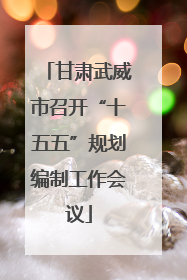 甘肃武威市召开“十五五”规划编制工作会议