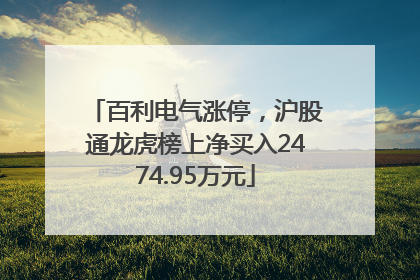 百利电气涨停，沪股通龙虎榜上净买入2474.95万元