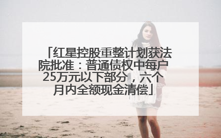 红星控股重整计划获法院批准：普通债权中每户25万元以下部分，六个月内全额现金清偿