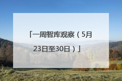 一周智库观察（5月23日至30日）