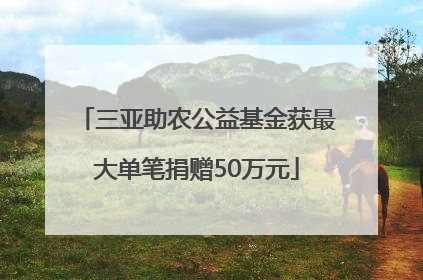 三亚助农公益基金获最大单笔捐赠50万元