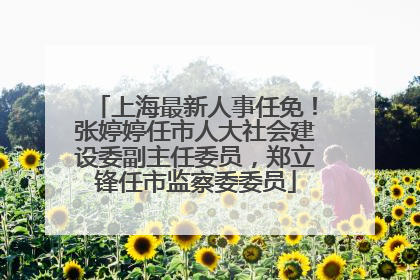 上海最新人事任免！张婷婷任市人大社会建设委副主任委员，郑立锋任市监察委委员