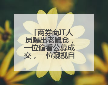 两券商IT人员曝出老鼠仓，一位偷看公募成交，一位窥视自营动向