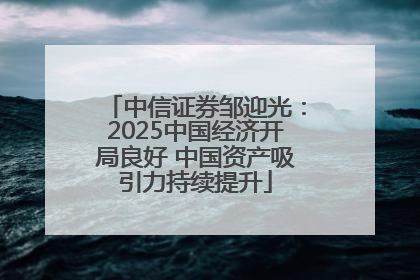 中信证券邹迎光：2025中国经济开局良好 中国资产吸引力持续提升