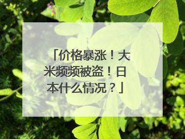 价格暴涨！大米频频被盗！日本什么情况？