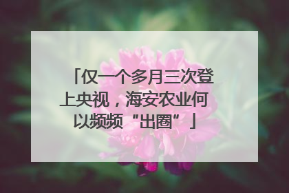 仅一个多月三次登上央视，海安农业何以频频“出圈”
