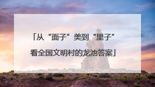 从“面子”美到“里子” 看全国文明村的龙池答案