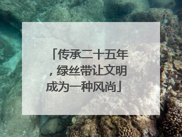 传承二十五年，绿丝带让文明成为一种风尚