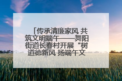 传承清廉家风 共筑文明端午——舞阳街道长春村开展“树道德新风 扬端午文化”主题活动
