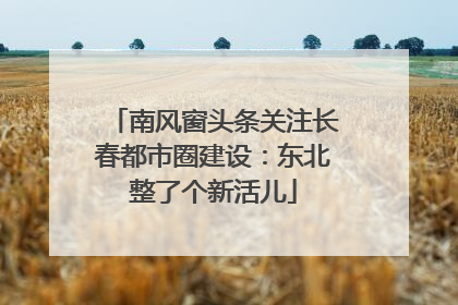 南风窗头条关注长春都市圈建设：东北整了个新活儿