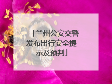 兰州公安交警发布出行安全提示及预判