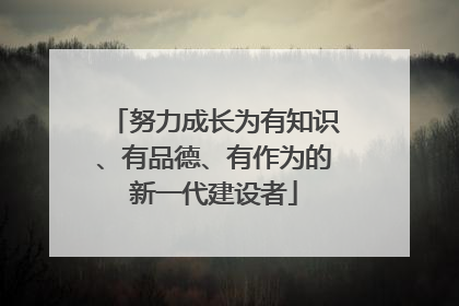 努力成长为有知识、有品德、有作为的新一代建设者