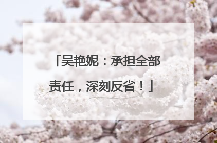 吴艳妮：承担全部责任，深刻反省！