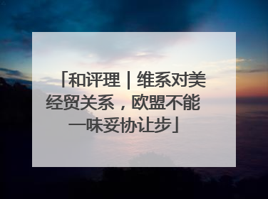 和评理｜维系对美经贸关系，欧盟不能一味妥协让步