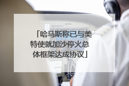 哈马斯称已与美特使就加沙停火总体框架达成协议