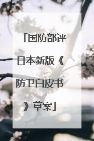 国防部评日本新版《防卫白皮书》草案