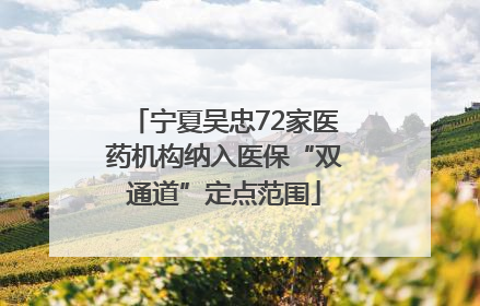 宁夏吴忠72家医药机构纳入医保“双通道”定点范围