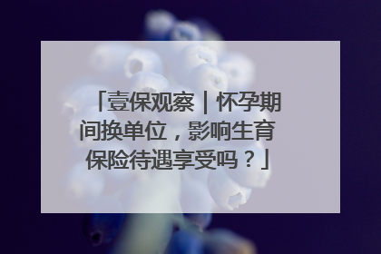 壹保观察｜怀孕期间换单位，影响生育保险待遇享受吗？