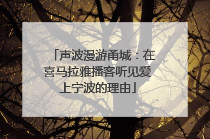 声波漫游甬城：在喜马拉雅播客听见爱上宁波的理由