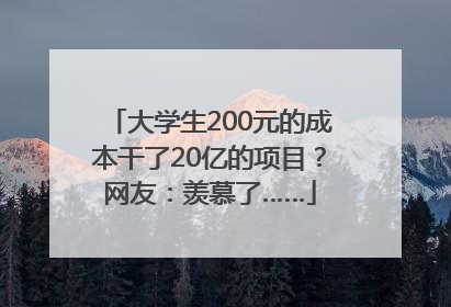 大学生200元的成本干了20亿的项目？网友：羡慕了……