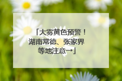 大雾黄色预警！湖南常德、张家界等地注意→