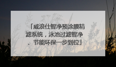 威浪仕智净预涂膜精滤系统，泳池过滤智净、节能环保一步到位