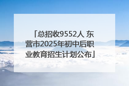 总招收9552人 东营市2025年初中后职业教育招生计划公布