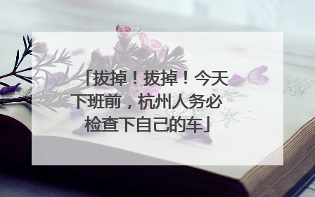 拔掉！拔掉！今天下班前，杭州人务必检查下自己的车