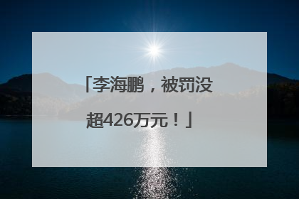 李海鹏，被罚没超426万元！