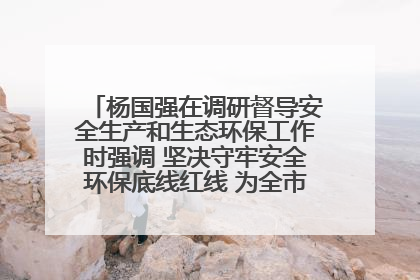 杨国强在调研督导安全生产和生态环保工作时强调 坚决守牢安全环保底线红线 为全市经济社会高质量发展提供坚强保障