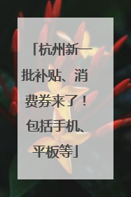 杭州新一批补贴、消费券来了！包括手机、平板等