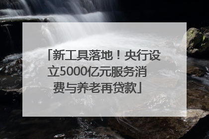 新工具落地！央行设立5000亿元服务消费与养老再贷款