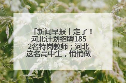 新闻早报丨定了！河北计划招聘1852名特岗教师；河北这名高中生，悄悄做了件超酷的事>>