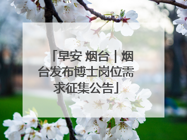 早安 烟台｜烟台发布博士岗位需求征集公告