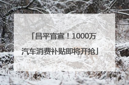 昌平官宣！1000万汽车消费补贴即将开抢