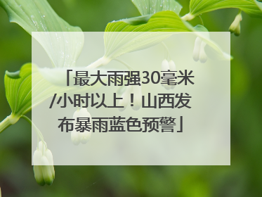 最大雨强30毫米/小时以上！山西发布暴雨蓝色预警