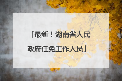 最新！湖南省人民政府任免工作人员