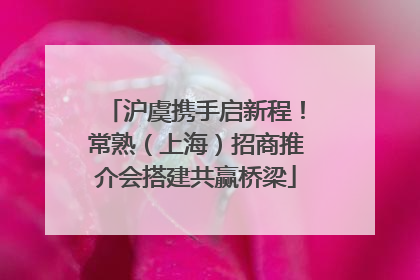 沪虞携手启新程！常熟（上海）招商推介会搭建共赢桥梁