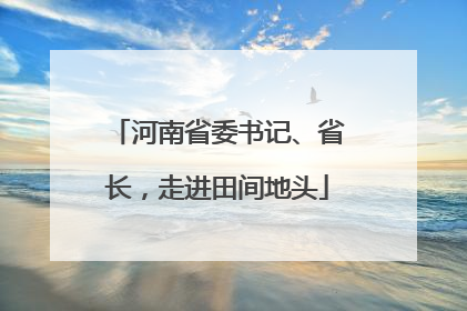 河南省委书记、省长，走进田间地头