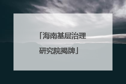 海南基层治理研究院揭牌