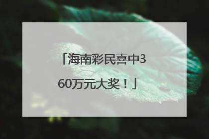 海南彩民喜中360万元大奖！