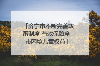 济宁市不断完善政策制度 有效保障全市困境儿童权益