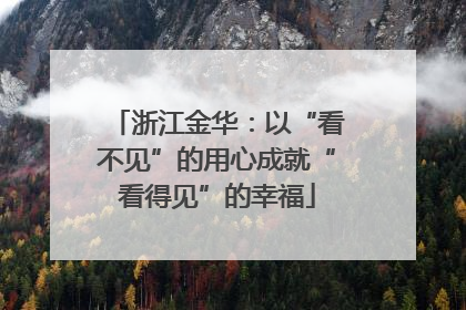 浙江金华：以“看不见”的用心成就“看得见”的幸福
