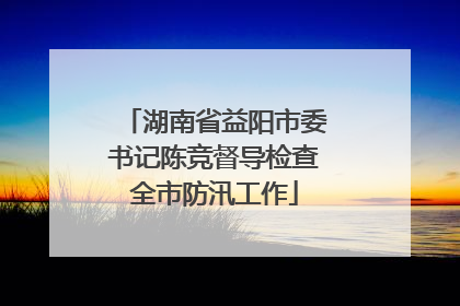 湖南省益阳市委书记陈竞督导检查全市防汛工作